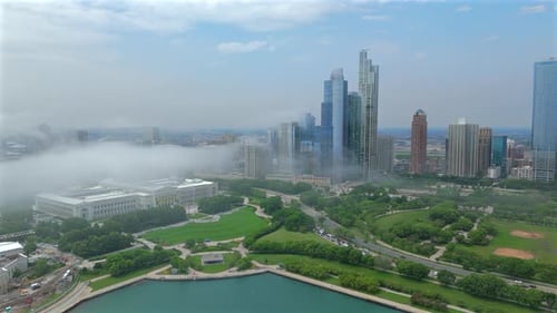 Vistas aéreas cinematográficas deslumbrantes mostrando o impressionante horizonte de Chicago em detalhes