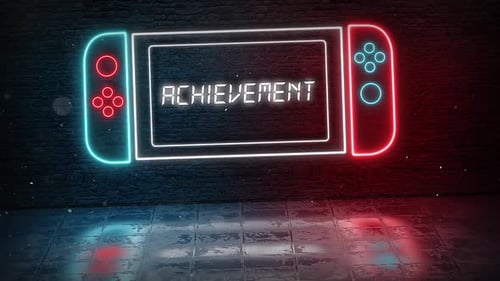Achievement Word In Neon Game Console