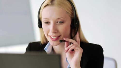 Of Attractive Helpline Operator in Office