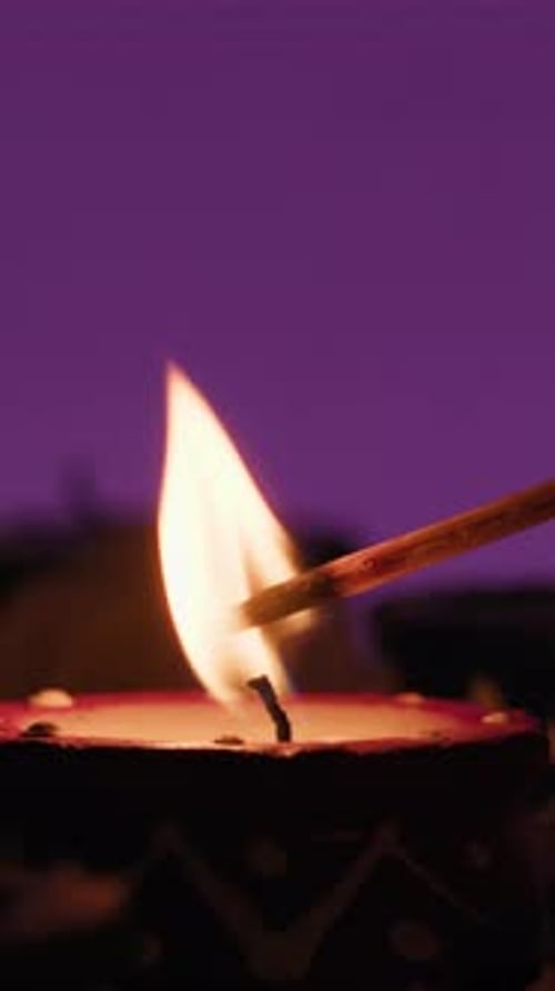 Burning Diya Candle for Diwali Festival Celebrations