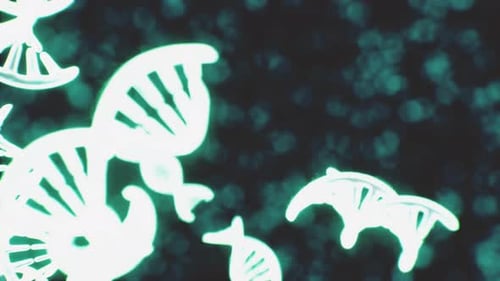 Animated Science Background with Glowing DNA Strands
