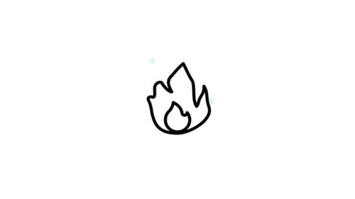 Hand-drawn Flame Extinguished by Water Droplets Animation