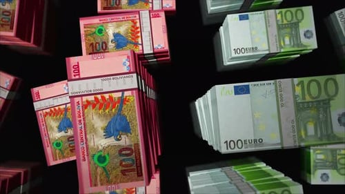 Euro and Bolivia Boliviano money exchange loop