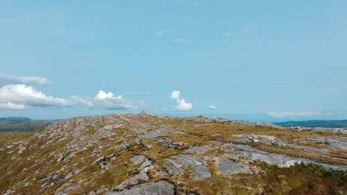 Blaheia Mountain, Norway - A Stunning Vista of a Rugged Mountain Terrain - Aerial Pullback