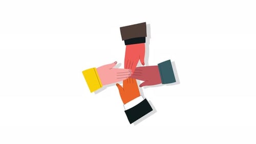 Flat Design Animated Hands Teamwork and Collaboration Concept