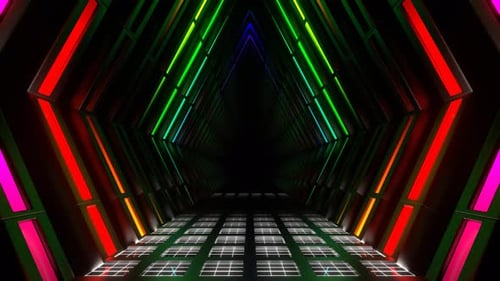 Multicolor Neon Light Place Background Vj Loop In 4K