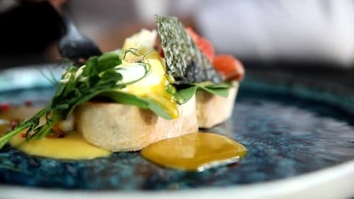 Hollandaise Sauce Being Put on Dish