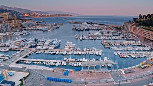 Boats Docked By The Harbor Aerial