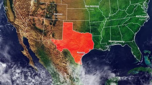 USA Map Zoom to Texas with Austin City Highlight
