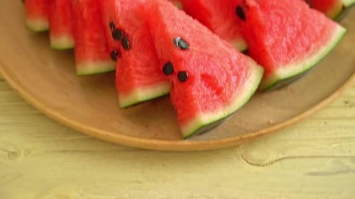fresh watermelon sliced on plate