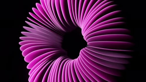 Wunderschöner abstrakter Hintergrund mit einer rosafarbenen, verdrehten Torusform, die sanft aus mehreren Blütenblättern besteht