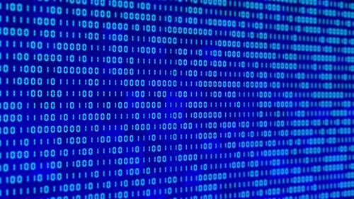 Abstract Blue Numeric Binary Computer Code Digital Data Matrix Technology 4k Background Loop