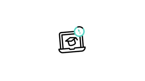 Animated Education Laptop Icon with Notification and Checkmark