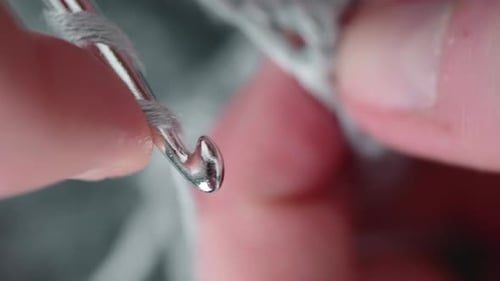 The Process Of Crocheting - extreme close up