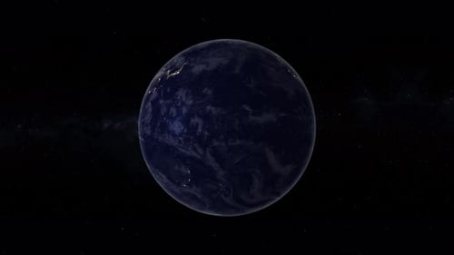 3D Rotating Earth Globe at Night with City Lights