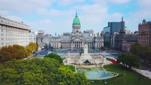 Aerial View of the City of Buenos Aires Congress Building Argentina