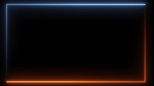 Abstrakter, nahtloser Hintergrund mit Neonrahmen in Blau und Rot. 4K-Video mit glühender Bewegung.