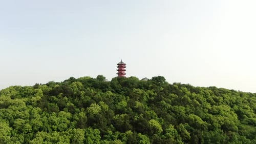 Aerial View of Pagoda on Huishan Mountain Wuxi Jiangxu Province China