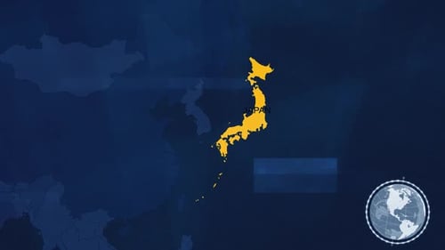 Animated Digital World Map with Japan Country Highlight