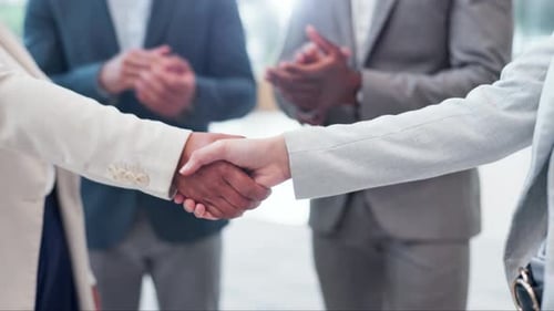 Business People Shaking Hands After Deal Agreement