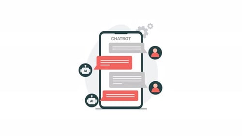 4k Chatbot and AI Chat on Mobile Phone Concept Animation Video