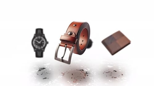 Animated Men's Fashion Accessories with Rotating Product Reveals
