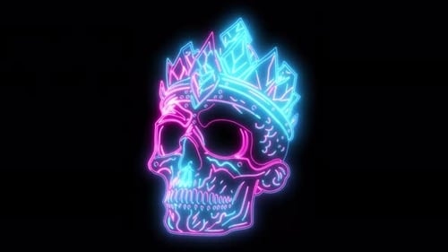 Neon Skull Loop, 10 segundos, 3840 en 2160 Prores con canal alfa