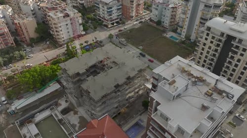 Luftaufnahme Das Fundament nimmt Gestalt an, während Arbeiter und Ingenieure Beton effizient gießen und so einen