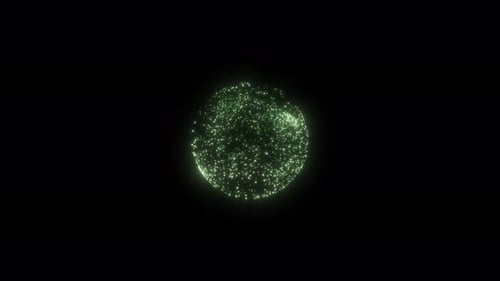 Dynamic Abstract Green Particle Sphere Animation