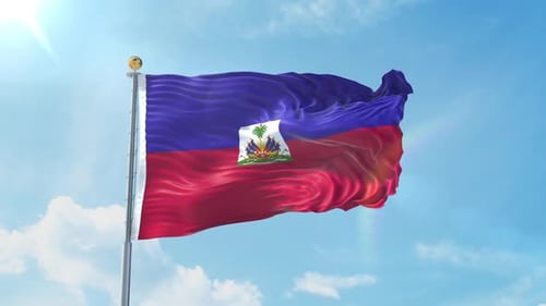 Haiti Flag Waving in Realistic Slow Motion