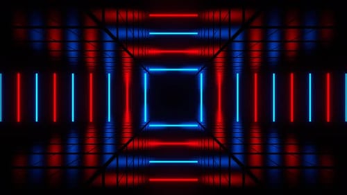 Red And Blue Lines Move To Center Background Vj Loop In 4K