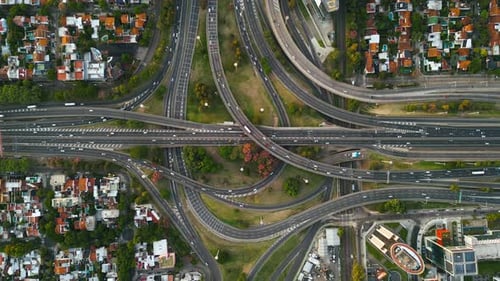 Highway from above Daylight Drone view Timelapse