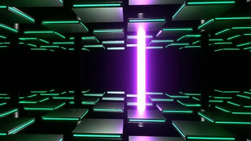 Purple And Turquoise Horizontal Abstract Neon Strobe Background Vj Loop In HD