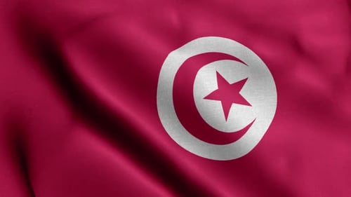 Realistic Waving Tunisian Flag Animation Loop