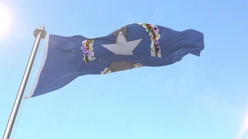 Realistic Northern Mariana Islands Flag Waving Seamless Loop