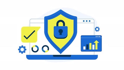 Digital Security and Business Analytics Flat Design Animation