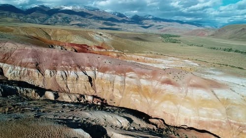Aerial View of a Beautiful Rainbow Mountains in Altai Region Russia Geological Formation Called Mars