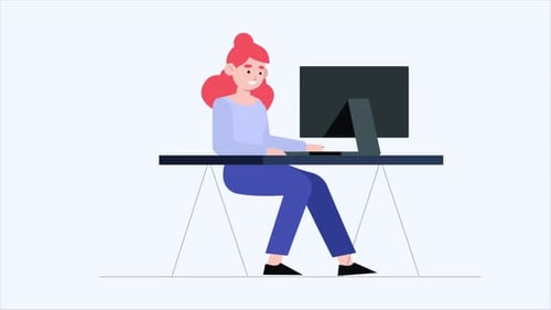 Jeune fille travaillant au bureau avec Taskings 4K