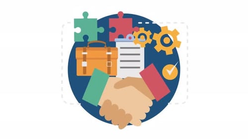 Flat Design Corporate Partnership Collaboration Animation