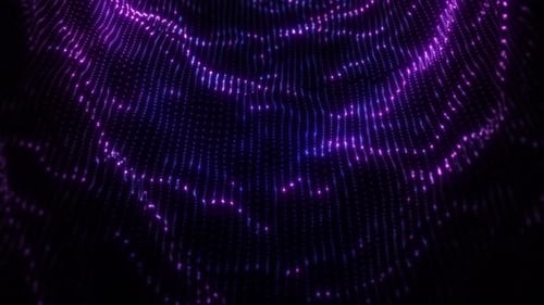 Futuristic Wavy Data Flow Technology: AI, Cyberspace and Neon Particle Motion