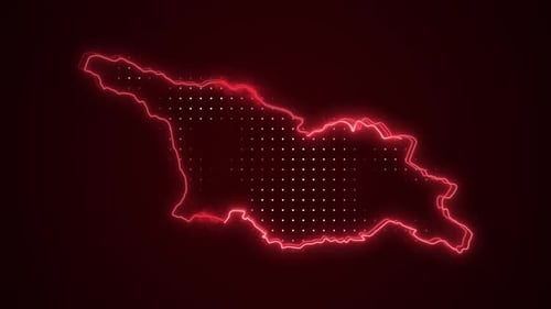 Glowing Neon Map Outline with Animated Digital Dots