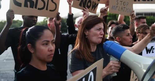 Group of Multiracial People Protest Against Inflation and Financial Crisis - Protesters