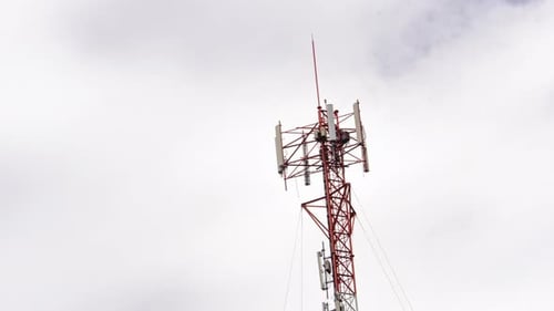 Telecommunication tower of 5G cellular. Base Station. Wireless Communication Antenna Transmitter. Te