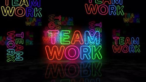 Teamwork-Symbol glühende Neon-3D-Lichter