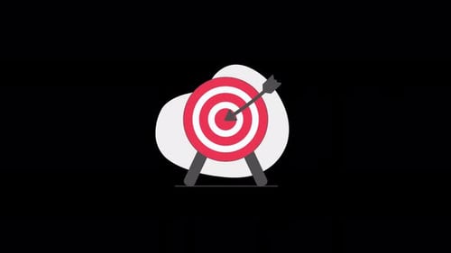 Animated Target and Arrow Hitting Bullseye in Flat Design
