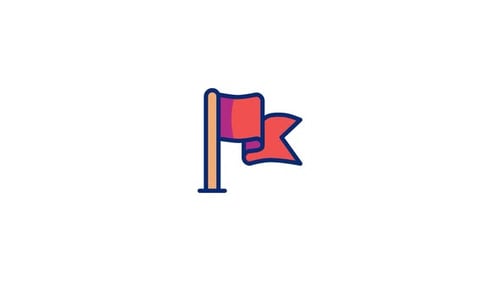 Animated Waving Flag Icon in Flat Design Style