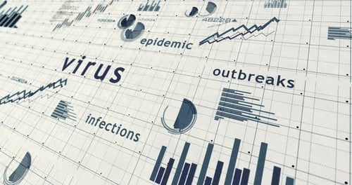 Virus infections charts and graphs 3d colorful diagram on paper