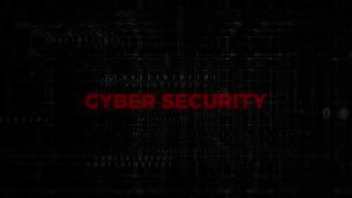 Animación de texto de ciberseguridad sobre fondo digital