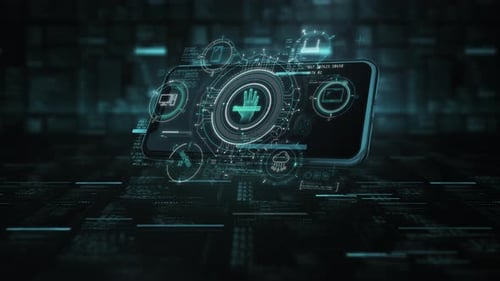 Futuristic Smartphone UI with Data Security Animation