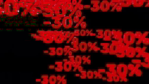 Dynamic Red 30 Percent Discount Numbers Floating Animation